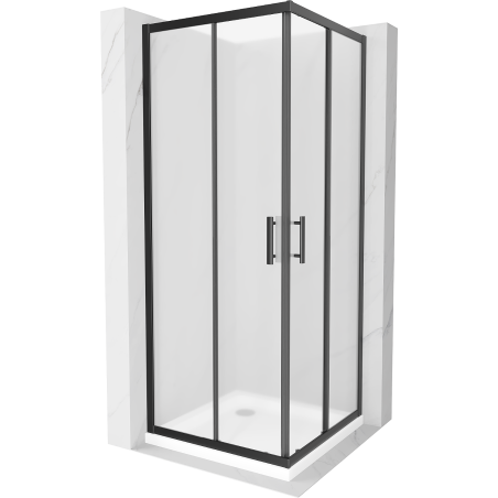 Cabină de duș pătrată Mexen Rio 90 x 90 cm, mat, negru + cadă Flat, alb - 860-090-090-70-30-4010B