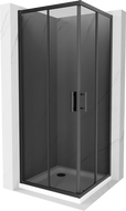 Mexen Rio cabină de duș pătrată 80 x 80 cm, grafit, negru + cadă Flat, alb - 860-080-080-70-40-4010B