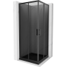 Mexen Rio cabina de duș pătrată 90 x 90 cm, grafit, neagră + cadă plată Flat, neagră - 860-090-090-70-40-4070B
