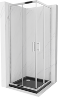 Mexen Rio négyzet alakú zuhanykabin 70 x 70 cm, átlátszó, króm + Flat tálca, fekete - 860-070-070-01-00-4070