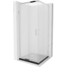 Mexen Rio cabină de duș pătrată 70 x 70 cm, Înghețat, Crom + cadă de duș Flat, Neagră - 860-070-070-01-30-4070