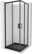 Mexen Rio cabina de duș pătrată 70 x 70 cm, transparentă, neagră + cadă Flat, neagră - 860-070-070-70-00-4070B