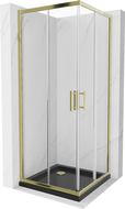 Mexen Rio cabina de duș pătrată 70 x 70 cm, transparentă, aurie + cadă de duș Flat, neagră - 860-070-070-50-00-4070G