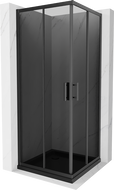 Mexen Rio cabină de duș pătrată 70 x 70 cm, Grafit, Neagră + cadă de duș Flat, Neagră - 860-070-070-70-40-4070B