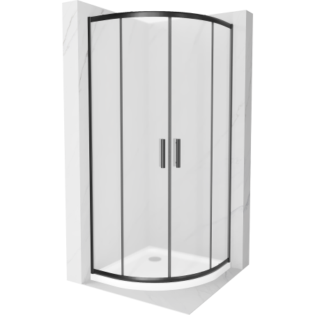 Mexen Rio zuhanykabin félkör alakú 90 x 90 cm, matt, fekete + Flat, fehér zuhanytálca - 863-090-090-70-30-4110B