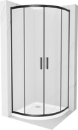 Cabina de duș Mexen Rio semirotundă 90 x 90 cm, sticlă mată, neagră + bazin Flat, alb - 863-090-090-70-30-4110B
