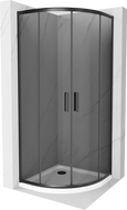 Mexen Rio cabina de duș semirotundă 90 x 90 cm, grafit, neagră + cadă Flat, albă - 863-090-090-70-40-4110B