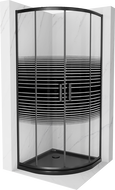 Cabina de duș Mexen Rio semi-rotundă 80 x 80 cm, dungi, neagră + bazin Flat, negru - 863-080-080-70-20-4170B