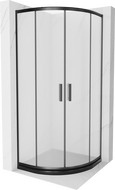 Mexen Rio cabina de duș semirotundă 80 x 80 cm, înghețat, negru + cadă Flat, neagră - 863-080-080-70-30-4170B