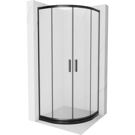 Mexen Rio zuhanykabin félköríves 90 x 90 cm, homályos, fekete + Flat, fekete lábkézi - 863-090-090-70-30-4170B