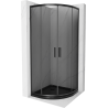 Mexen Rio cabina de duș semirotundă 90 x 90 cm, grafit, neagră + cadă Flat, neagră - 863-090-090-70-40-4170B