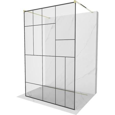 Mexen Kioto szabadon álló zuhanyfal 120 x 200 cm, fekete mintázat 8 mm, arany - 800-120-002-50-78