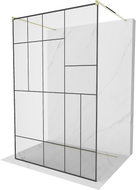 Mexen Kioto szabadon álló zuhanyfal 120 x 200 cm, fekete mintázat 8 mm, arany - 800-120-002-50-78