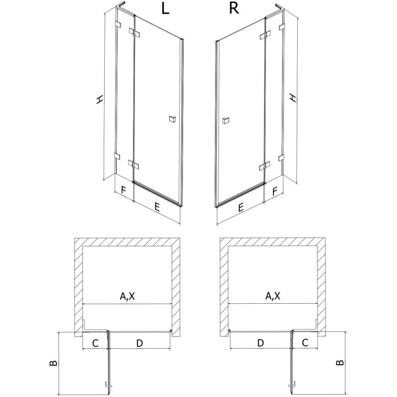 Mexen Lunar L ușă de duș cu deschidere dreapta 105 cm, transparent, aur roz - 834L-105-000-60-00-P