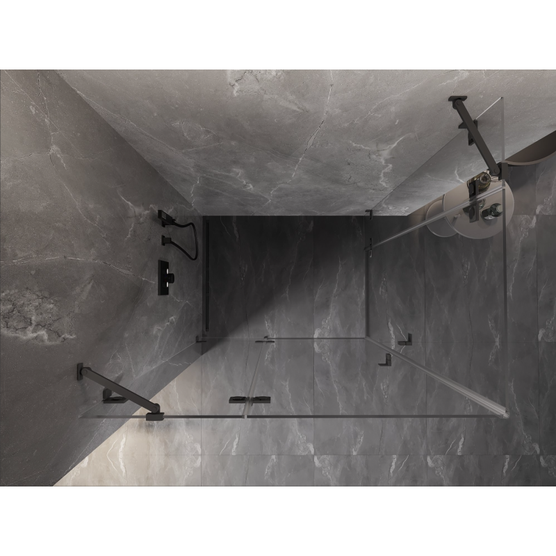Mexen Lunar Duo nyíló zuhanykabin balos 120 x 110 cm, átlátszó, gun metal - 834-120L-110P-95-00