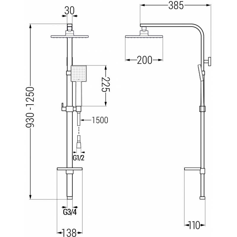 Mexen Q45 coloană de duș, aurie - 798454595-50