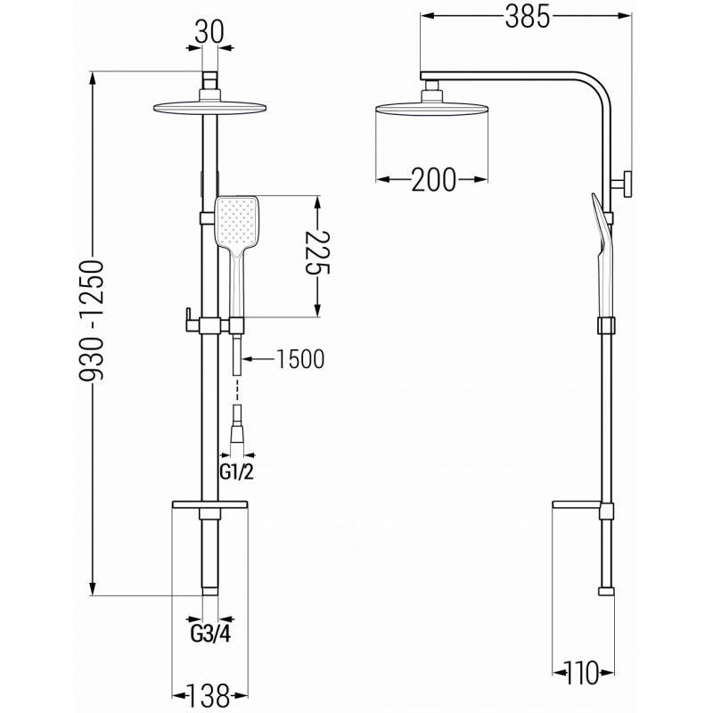 Mexen Q62 zuhanyoszlop, grafit - 798626295-66