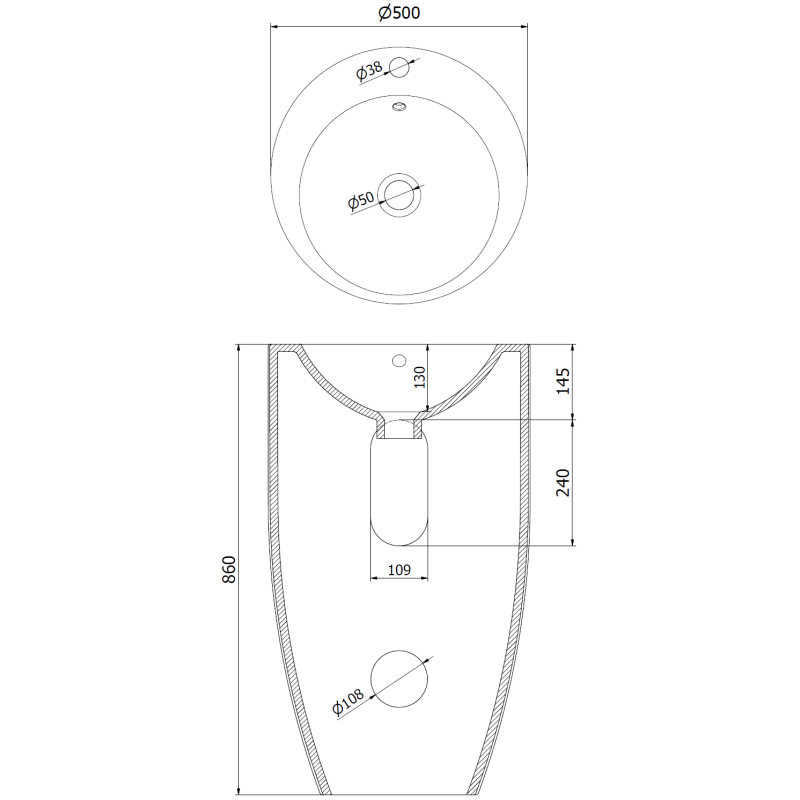 Mexen Alona chiuvetă de sine stătătoare 50 x 50 cm, albă - 26094800