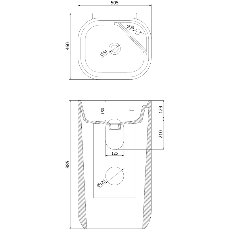 Mexen Irma chiuvetă de sine stătătoare 50 x 46 cm, negru mat - 26145170