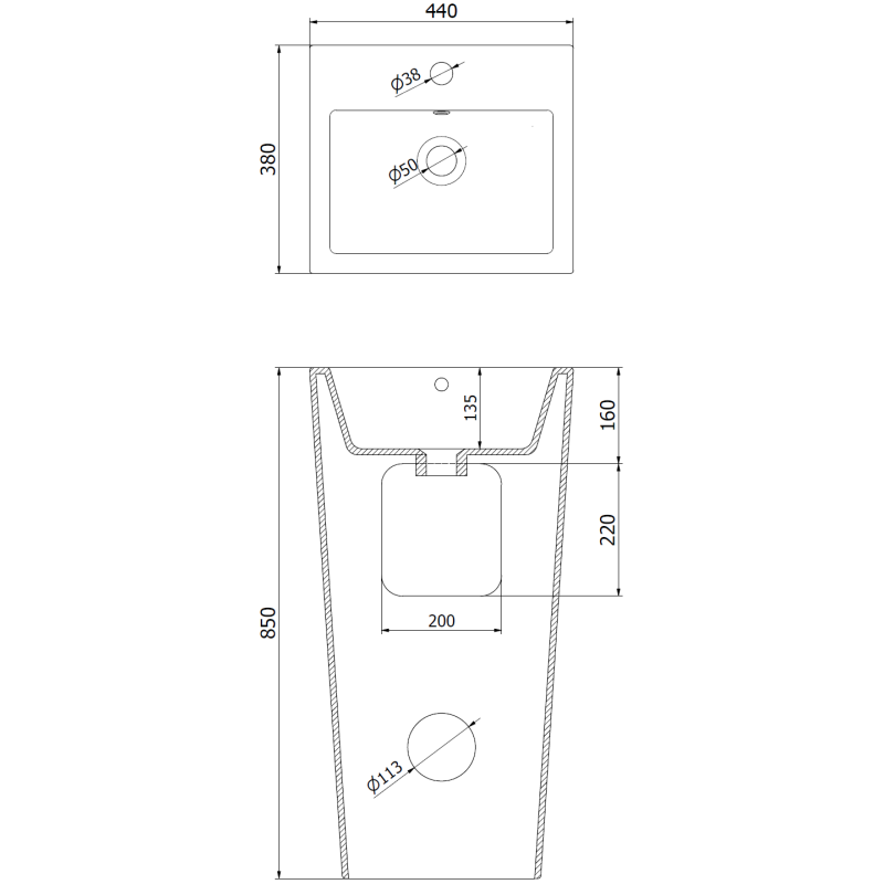 Mexen Liza chiuvetă independentă 44 x 38 cm, albă - 26154400