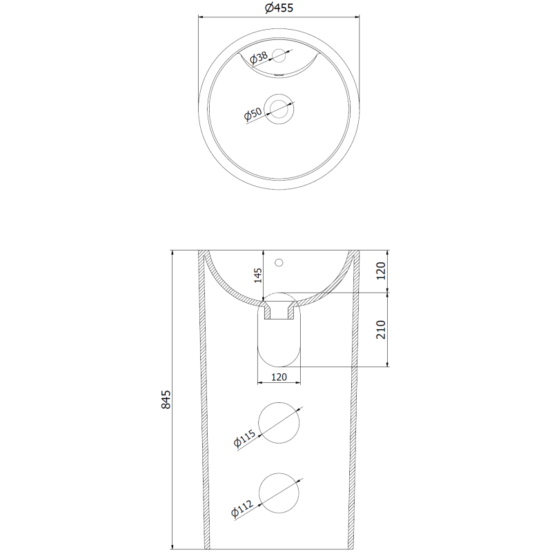 Mexen Mana szabadon álló mosdó 45 x 45 cm, fehér - 26074600