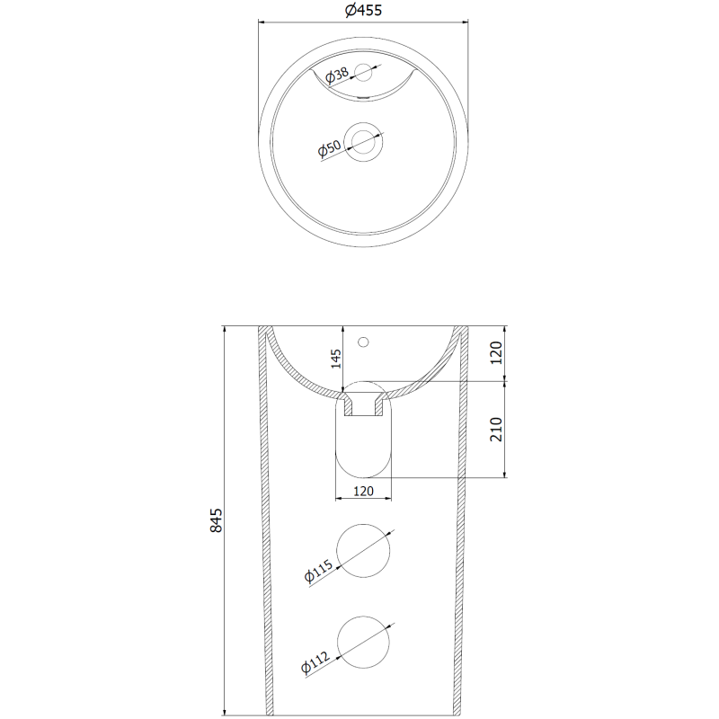 Mexen Mana chiuvetă de sine stătătoare 45 x 45 cm, negru mat - 26074670