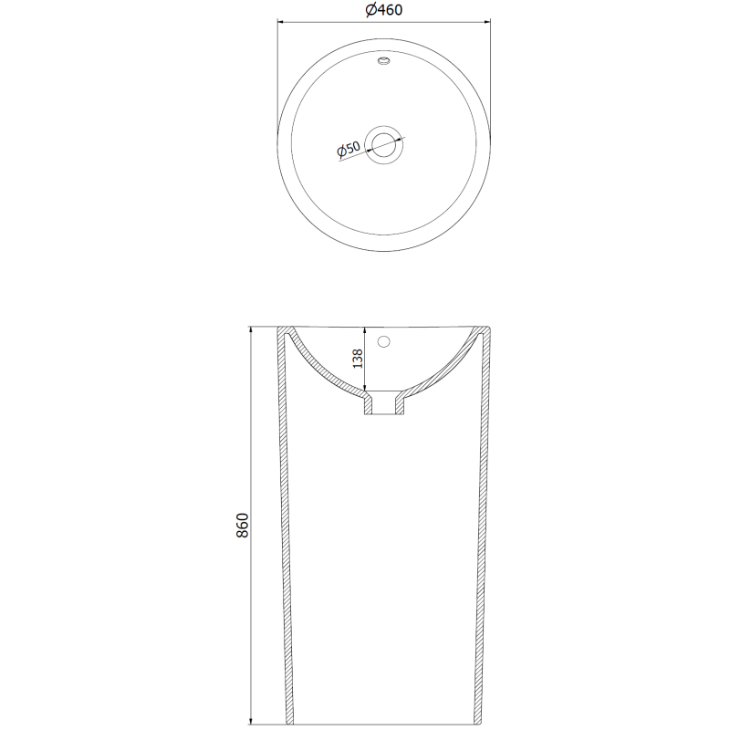 Mexen Nerda 46 x 46 cm szabadon álló mosdó, matt fekete - 26084670