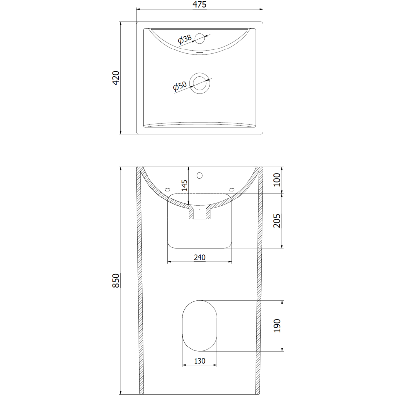 Mexen Oda chiuvetă de sine stătătoare 47 x 42 cm, albă - 26124700