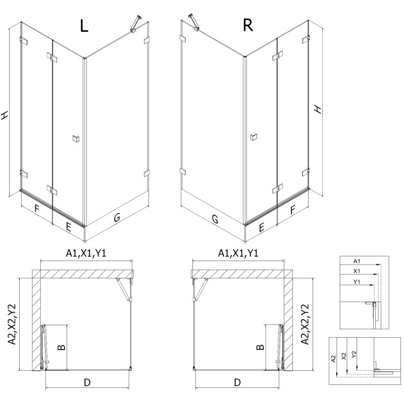 Mexen Lunar-F cabină de duș pliabilă stânga 90 x 80 cm, transparent, crom - 836-090-080-01-00-L