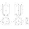 Cabină de duș semirotundă cu deschidere spre exterior Mexen Lunar L 80 x 80 cm, transparent, aurie - 833L-080L-080P-50-00
