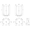 Mexen Lunar L cabină de duș semicirculară cu deschidere 70 x 70 cm, transparent, cupru periat - 833L-070L-070P-65-00