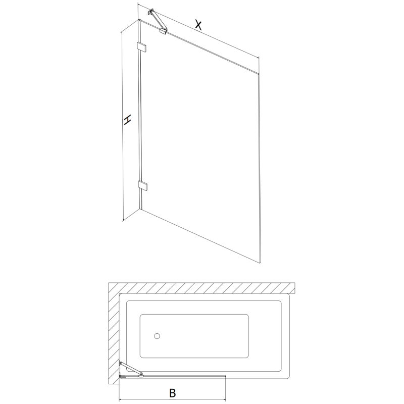 Mexen Lunar paravan de baie cu 1 canat 50 x 150 cm, transparent, gun metal - 897-050-000-95-00