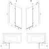 Mexen Lunar paravan de cadă 2 pliuri dreapta 140 x 150 cm, transparent, nichel periat - 897-140-100-97-00-P