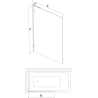 Mexen Lunar L 1-szárnyú fürdőszobai paraván 60 x 150 cm, átlátszó, kefélt réz - 897L-060-000-65-00
