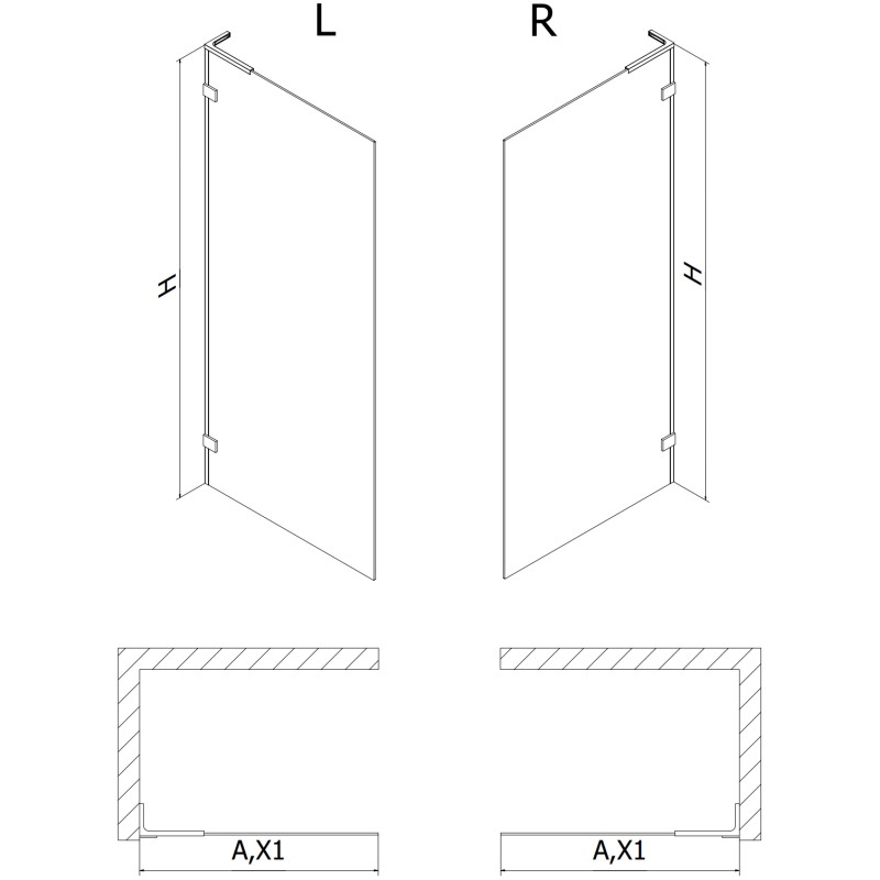 Mexen Lunar L Walk-in bal oldali zuhanyfal 100 x 200 cm, átlátszó 8 mm, króm - 830L-100-000-01-00-L