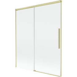 Mexen Rox 2-szárnyú toló fürdőszobai paraván, 140 x 150 cm, átlátszó, arany szálcsiszolt - 8C9-140-001-55-00