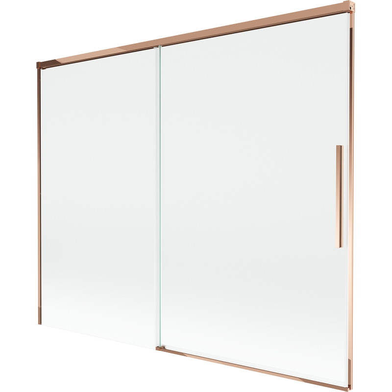 Mexen Rox kétszárnyú tolófürdőkád paraván, 190 x 150 cm, átlátszó, rózsaszín arany - 8C9-190-001-60-00