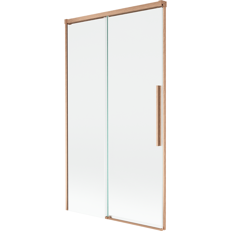 Mexen Rox 2-paneles fürdőszobai paraván, tolóajtós, 100 x 150 cm, átlátszó, kefélt réz - 8C9-100-001-65-00