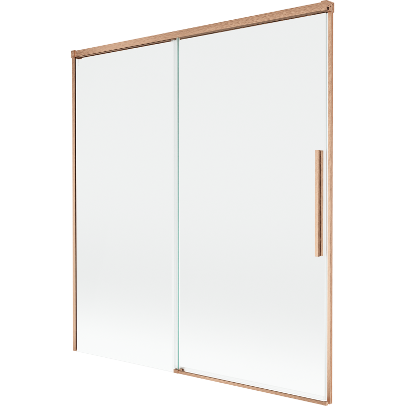Mexen Rox fürdőszobai 2-szárnyas tolóajtós fal 150 x 150 cm, átlátszó, csiszolt réz - 8C9-150-001-65-00