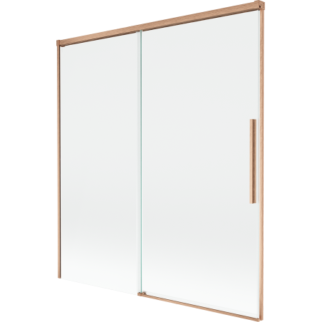 Mexen Rox fürdőszobai 2-szárnyas tolóajtós fal 150 x 150 cm, átlátszó, csiszolt réz - 8C9-150-001-65-00