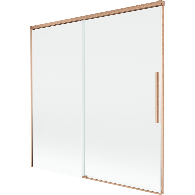 Mexen Rox 2-szárnyú, tolható, fürdőkádi paraván 160 x 150 cm, átlátszó, kefe hatású réz - 8C9-160-001-65-00