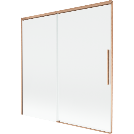 Mexen Rox 2-szárnyú, tolható, fürdőkádi paraván 160 x 150 cm, átlátszó, kefe hatású réz - 8C9-160-001-65-00