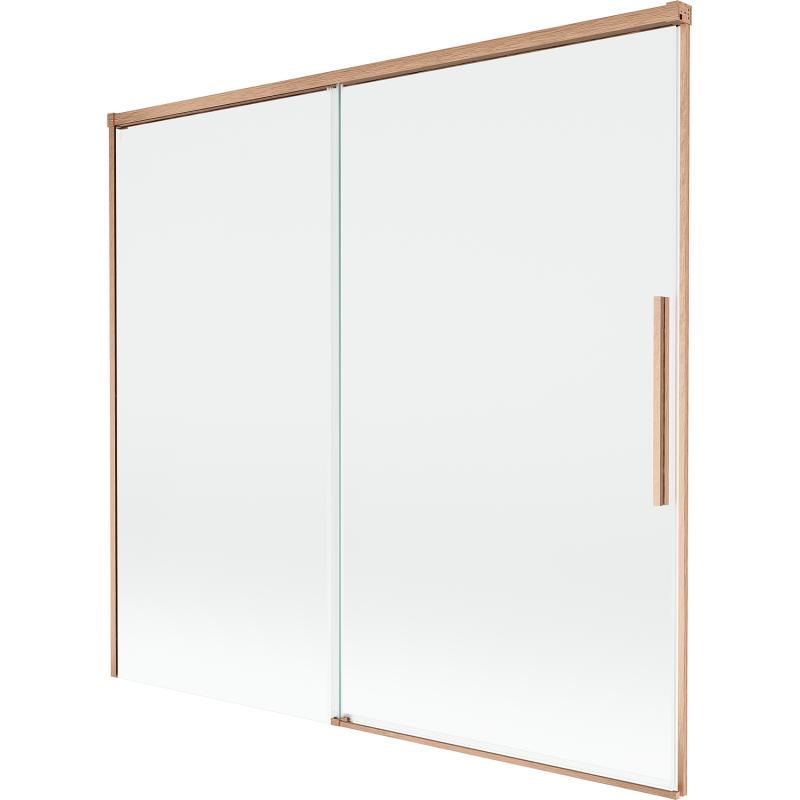 Mexen Rox kétszárnyú, eltolható fürdőszobai válaszfal 170 x 150 cm, átlátszó, kefe réz - 8C9-170-001-65-00