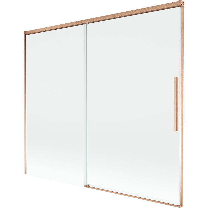 Mexen Rox kétszárnyú, tolóajtós fürdőkád paraván 180 x 150 cm, átlátszó, csiszolt réz - 8C9-180-001-65-00