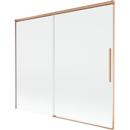 Mexen Rox kétszárnyú, tolóajtós fürdőkád paraván 180 x 150 cm, átlátszó, csiszolt réz - 8C9-180-001-65-00