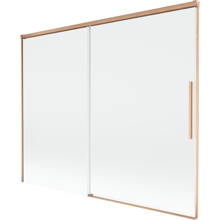 Mexen Rox 2 szárnyas eltolható fürdőszobai paraván 190 x 150 cm, átlátszó, kefe réz - 8C9-190-001-65-00