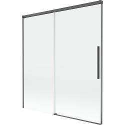 Mexen Rox 2-szárnyú, 150 x 150 cm-es, átlátszó, szálcsiszolt gun gray kádparaván - 8C9-150-001-66-00