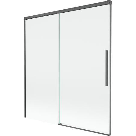 Mexen Rox 2 szárnyas, eltolható fürdőkád paraván 150 x 150 cm, átlátszó, gun gray kefe - 8C9-150-001-66-00