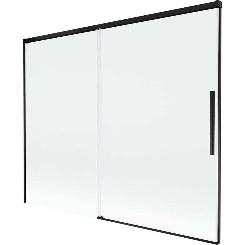 Mexen Rox kétszárnyú toló fürdőszobai paraván 190 x 150 cm, átlátszó, fekete - 8C9-190-001-70-00