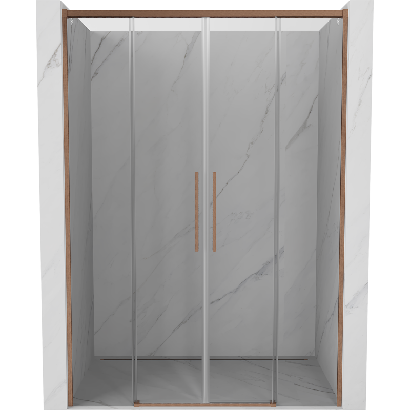 Mexen Rox 140 cm-es toló zuhanyajtó, átlátszó, kefeolt réz - 8C2-140-002-65-00